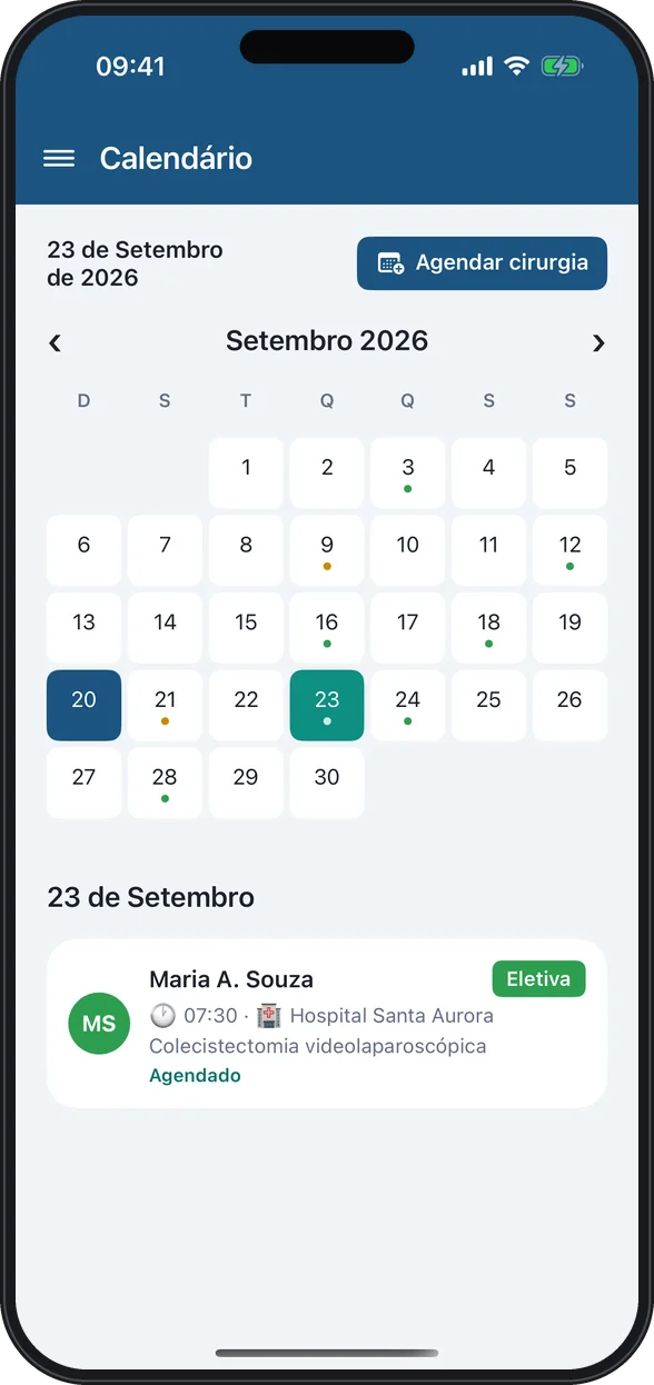 Calendário do Operô no iPhone